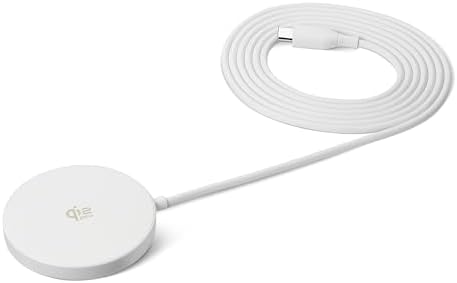 Amazon Basics 25W Qi2.2 Certified Wireless Charging Pad, MagSafe Compatible for iPhone 17/16/15/14/13/12, Magnetic Compatible for Android, Google Smartphones, White (Adapter Not Included)