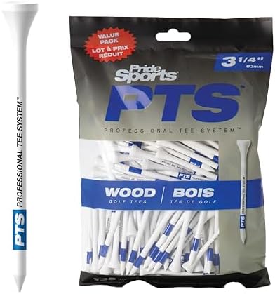 PrideSports PTS Wood Golf Tees | 135 Count, 3-1/4 Inch | #1 Wood Tee on Tour | Best for Drivers & Woods