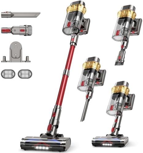 AIPOWAY 650W Cordless Vacuum Cleaner with 55KPa Flagship Suction, 75-Min Extended Runtime 2.5L Dual-Cup Capacity, Anti-Tangle Brush & Self-Standing Design HEPA Filtration for Furniture Carpet Pet Hair