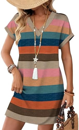 WIHOLL Dresses for Women 2025 Casual Summer Tshirt Dress Wedding Guest Dresses Short Sleeve Fashion Beach Vacation Clothes