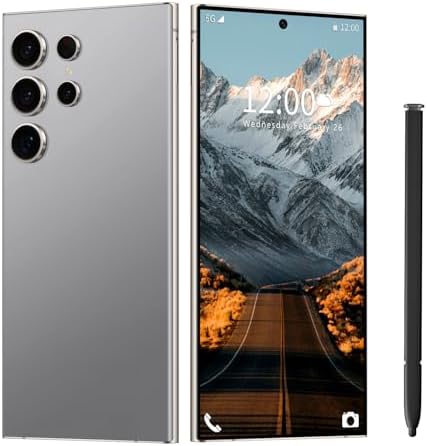 I24 Ultra Unlocked Phone 16+512GB,Built in Pen The Phone,Smartphone Battery 6800mAh 6.82" HD Screen,Android 14.0 with 128GB Memory Card Cell Phone,Face ID/5G/Fingerprint Lock/GPS (Grey, 16+512G)