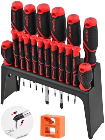 ONSITE 18 Piece Screwdriver Set with Magnetic Tips- Precision Kit Including Flatheads, Phillips, and Torx Screwdrivers for Repair Home Improvement Craft