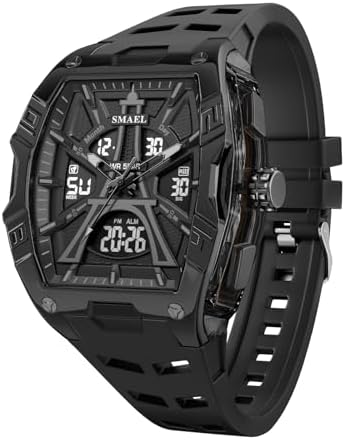 KXAITO Sports Watch for Men - Fashion Classic 50M Waterproof Dual Display (Analog & Digital) - LED Night Light, Stopwatch, Alarm, 6 Color Options Gift