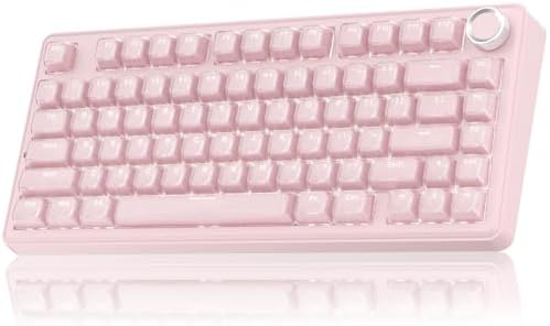 SOLAKAKA A75 Wireless Gaming Keyboard with Multifunction Knob, BT5.0/2.4GHz/USB-C, 75% Mechanical Keyboard, Hot-Swappable, Gasket Creamy Keyboard with RGB Backlit, Crystal Keycaps, for PC/Mac/PC