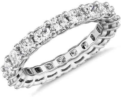 PAVOI 14K Gold Plated Eternity Ring for Women - Square-Cut Cubic Zirconia Rings - Stackable Love Wedding Band