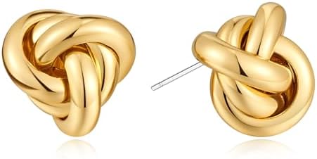 Gold/Silver Knot Stud Earrings Chunky Link Earrings Cute knot Earrings for Women Trendy Jewelry