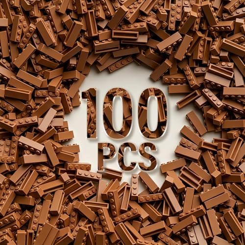 1x4 Bricks Bulk 100 Pieces， Classic Basic Parts Building Creative Play Set Blocks Toy Accessories Compatible with Lego 3010 Major Brands (Brown)