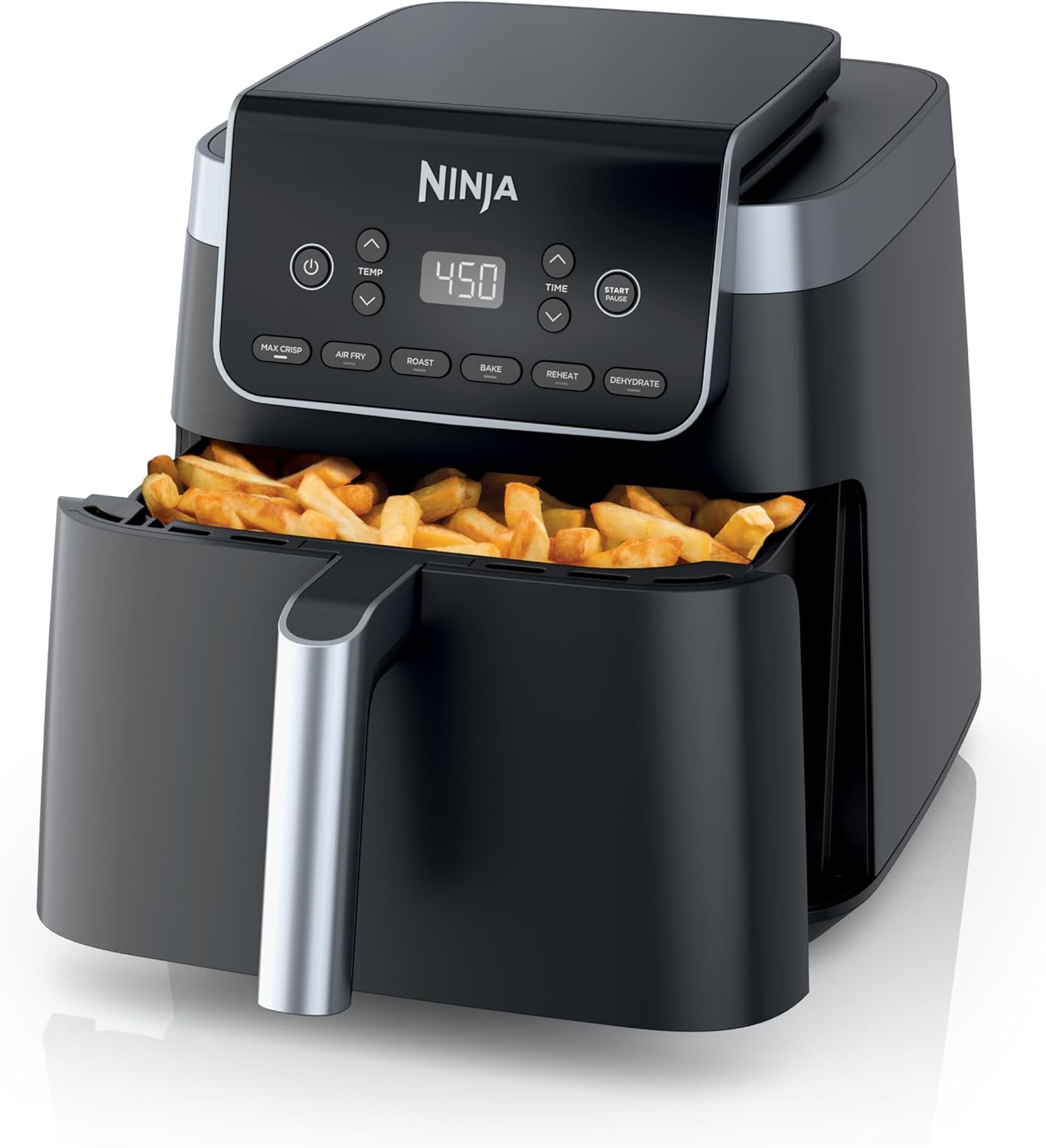 Ninja XL Air Fryer with MaxCrisp | 6.5 QT Capacity | 6-in-1 Max Crisp, Air Fry, Roast, Bake, Reheat &amp; Dehydrate | 450°F Temp | 1750 Watts | Nonstick Basket, Crisper Plate &amp; Recipe Guide | Grey