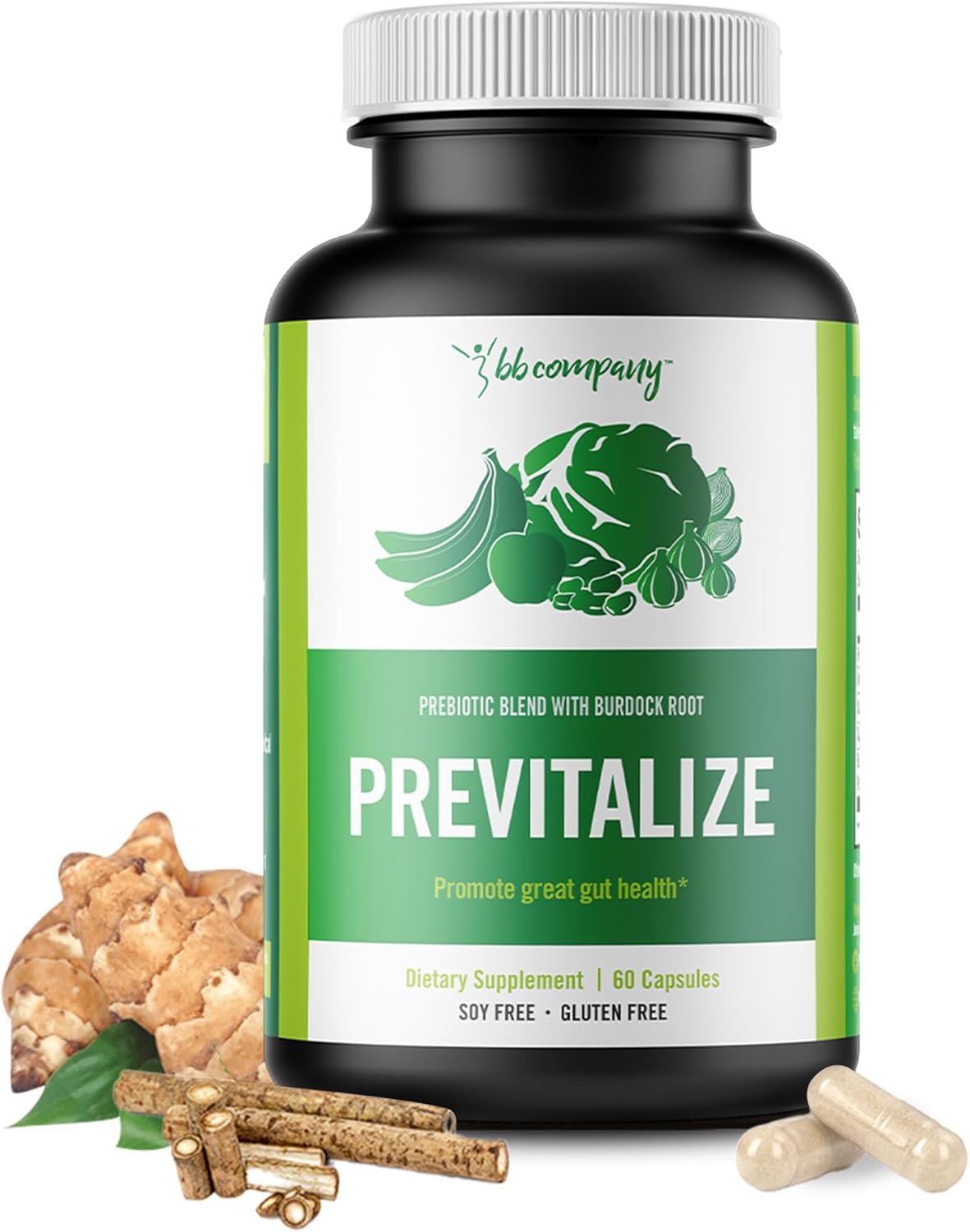 BB Company Previtalize | Prebiotics for Women, Prebiotic Fiber for Gut Health, Digestive Health | Food for Good Probiotics | Complement to Probiotics &amp; Provitalize | Packaging Vary | 60 Ct