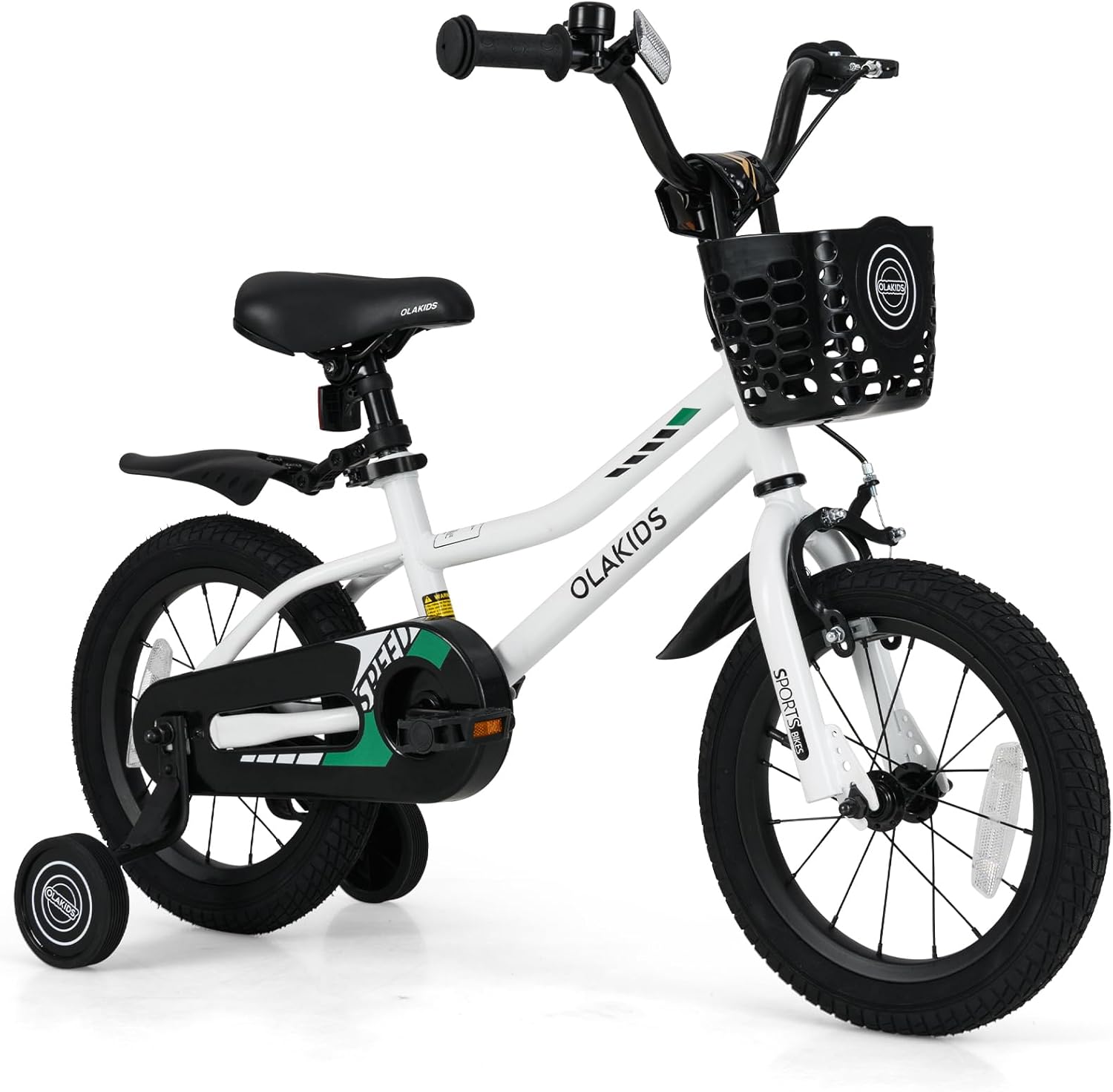 Olakids Kids Bike, 12 14 16 18 Inch Toddlers Bike with Training Wheels Basket Adjustable Seat and Handlebar, Handbrake and Coaster Brake, Children's Bicycle for Boys Girls 3-8 Years Old