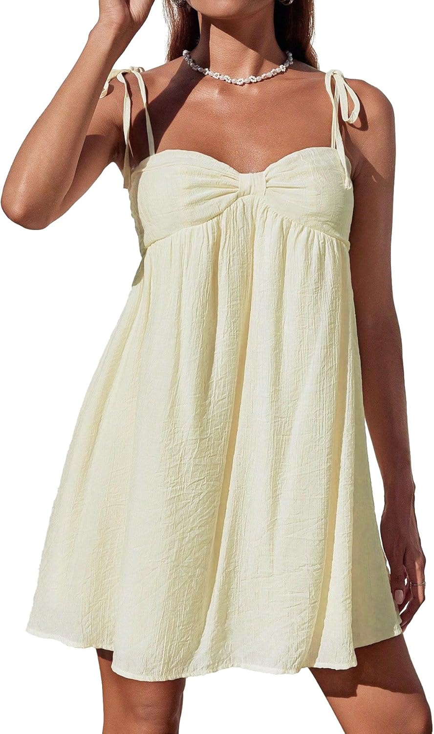 Narecte Casual Summer Dresses for Women Flowy Sun Dress Cute Mini Slip Dress Spaghetti Strap Dress