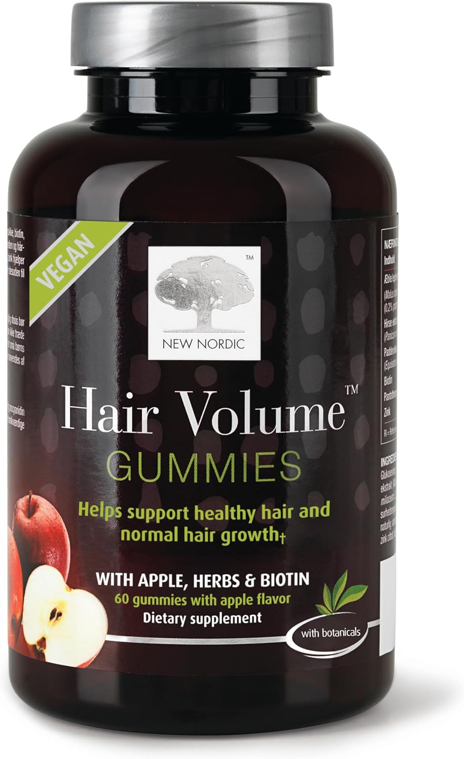 NEW NORDIC Hair Volume Gummies, 2500 mcg Biotin, Daily Hair Vitamins Supplement to Support Hair Skin &amp; Nails, Vegan, 60 Count (Pack of 1)