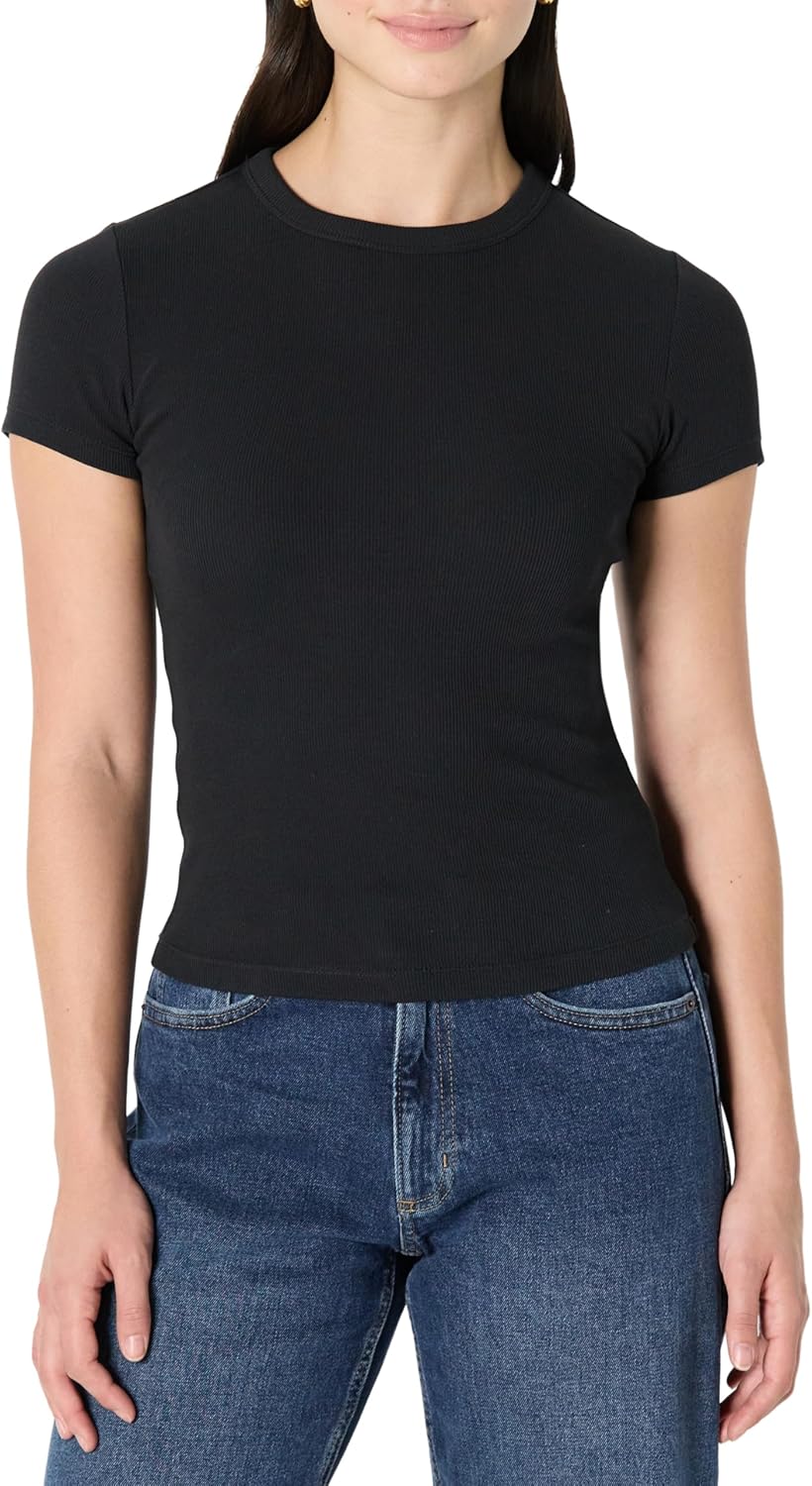 Amazon Essentials (Demi's Pick) Women's Slim-Fit Stretch Rib Short-Sleeve Tee