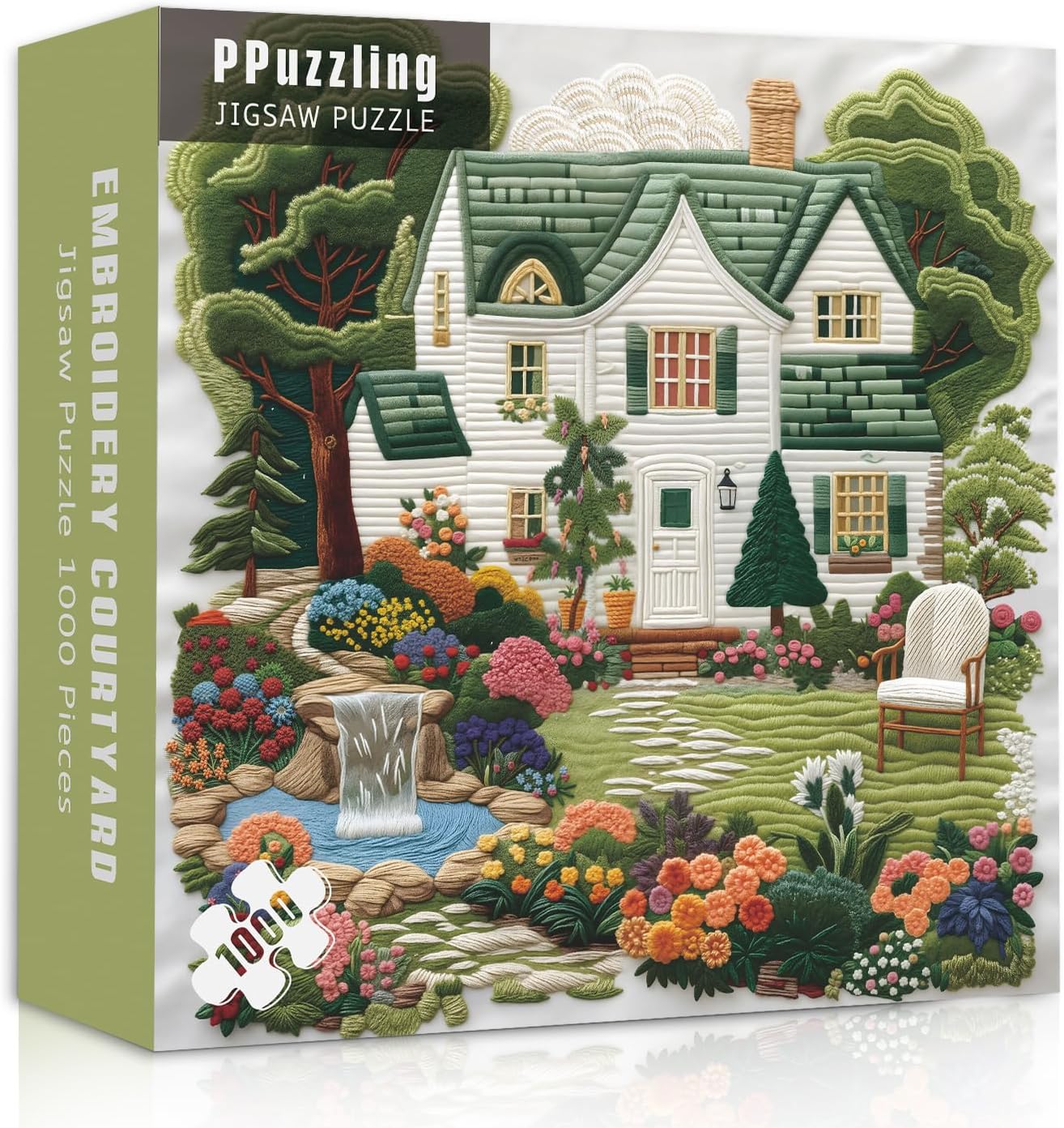Flower Garden Puzzle 1000 Pieces for Adults, Colorful Courtyard Landscape Jigsaw Puzzle, Challenging Floral House Puzzle as Wall Decor